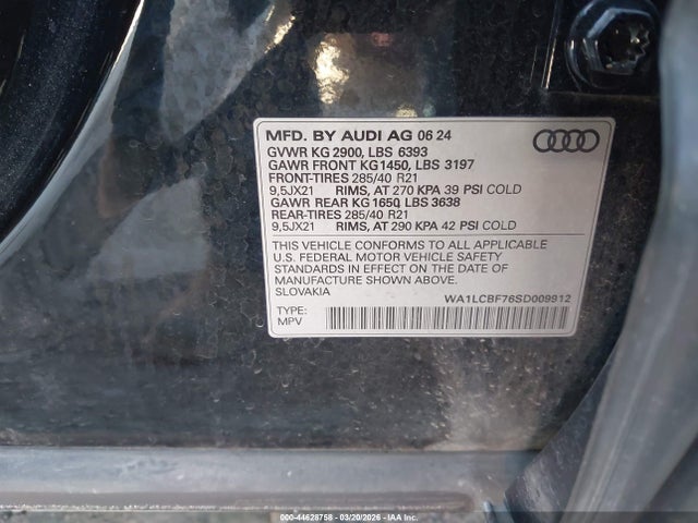 Aukcja sprzedaży 2025 Audi Q7 Premium Plus 45 Tfsi Quattro Tiptronic, vin: WA1LCBF76SD009912, numer aukcji: 44628758