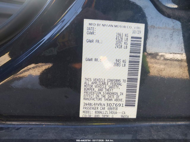 Продаж на аукціоні авто 2020 Nissan Altima Platinum Fwd, vin: 1N4BL4FV9LN307691, номер лоту: 44628764