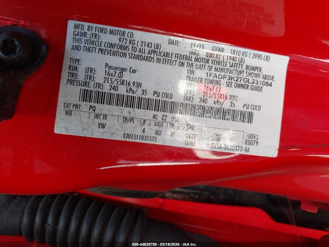 Ford FOCUS SE 2016 1FADP3K27GL231084 Image 9