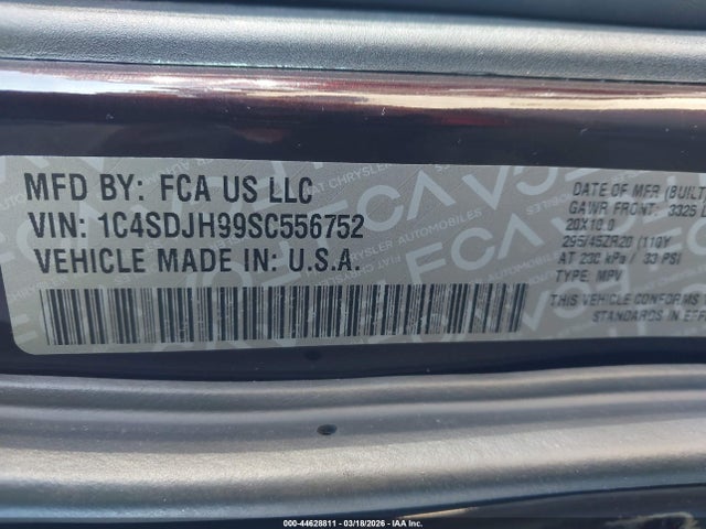 1C4SDJH99SC556752 Dodge Durango Srt Hellcat Brass Monkey Awd