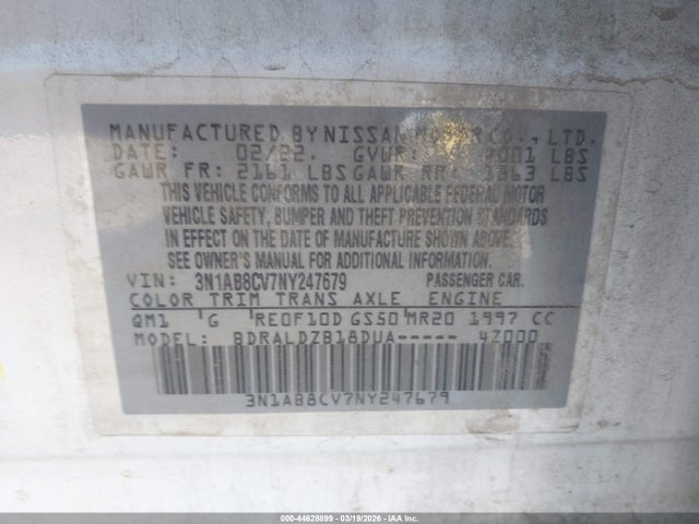 2022 NISSAN SENTRA 3N1AB8CV7NY247679 Photo 8