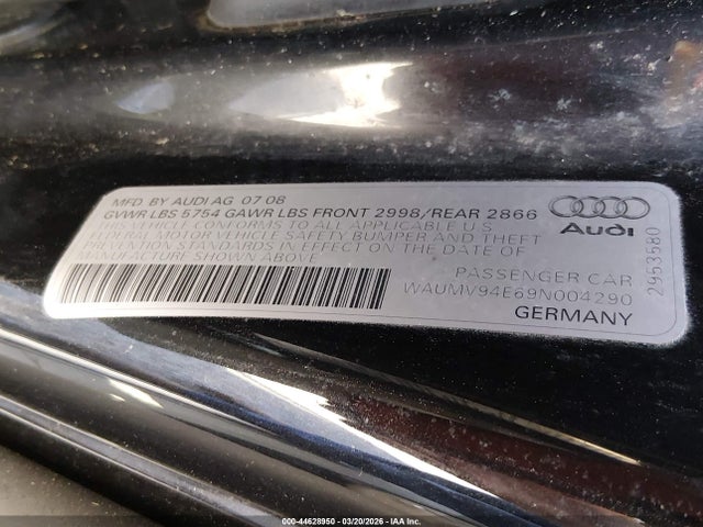 44628950 :رقم المزاد ، WAUMV94E69N004290 vin ، 2009 Audi A8 L 4.2 مزاد بيع
