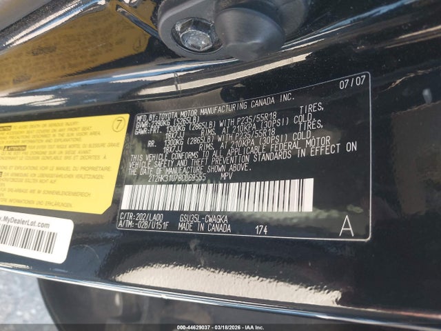 44629037 :رقم المزاد ، 2T2HK31U78C069555 vin ، 2008 Lexus Rx 350 مزاد بيع