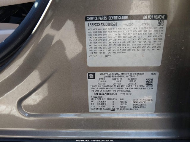 2018 Buick Envision Preferred მანქანა იყიდება აუქციონზე, vin: LRBFXCSA2JD003570, აუქციონის ნომერი: 44629057