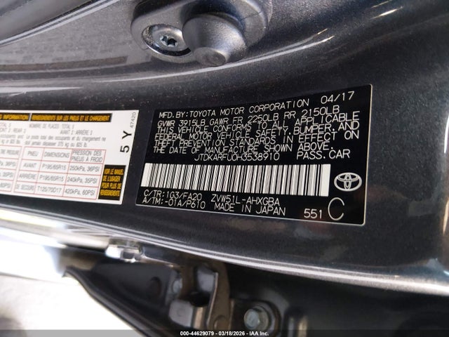 Toyota Prius Three 2017 JTDKARFU0H3538910 Image 9