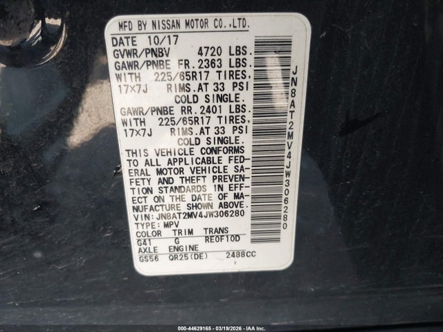 Продаж на аукціоні авто 2018 Nissan Rogue Sv, vin: JN8AT2MV4JW306280, номер лоту: 44629165