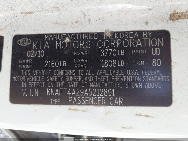 2010 KIA FORTE KNAFT4A29A5212891 Photo 8