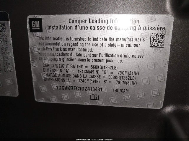 1GCVKREC1GZ413431 Chevrolet Silverado 1500 1lt