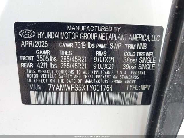 7YAMWFS5XTY001764 Hyundai Ioniq 9 Performance Limited