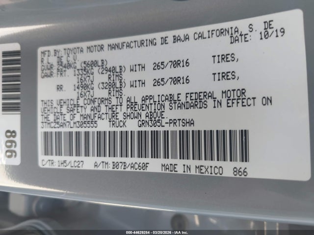 3TMCZ5AN7LM305555 Toyota Tacoma Trd Off-road