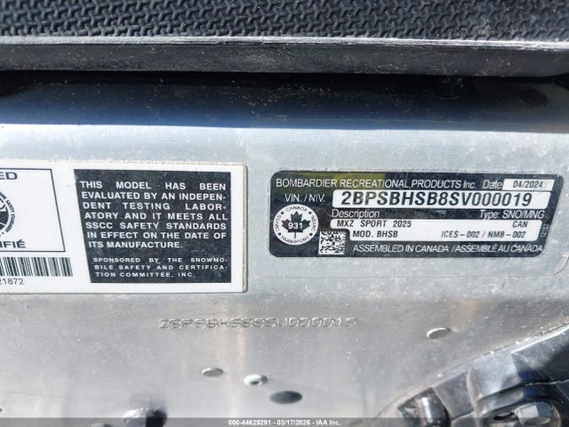 Ski-Doo Mx Z Sport 800 2025 2BPSBHSB8SV000019 Image 9