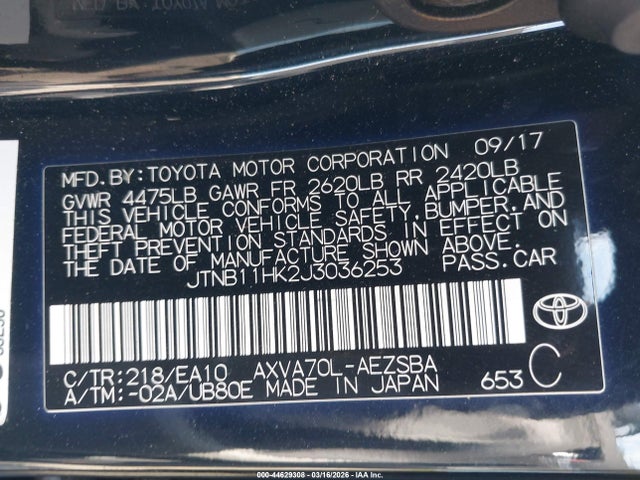 Toyota CAMRY SE 2018 JTNB11HK2J3036253 Image 9
