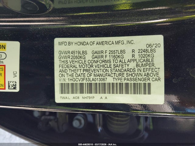 2020 HONDA ACCORD HYBRID 1HGCV3F53LA013067 Photo 8