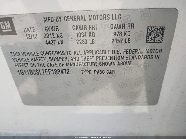 Chevrolet Malibu 1ls 2014 1G11B5SL2EF188472 Image 9