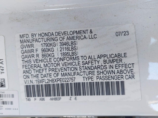 2023 HONDA CIVIC 19XFL2H8XPE022757 Photo 8