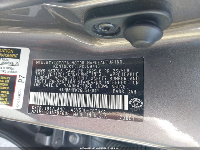Toyota CAMRY XLE 2016 4T1BF1FK2GU516011 Image 9