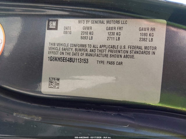 Продаж на аукціоні авто 2011 Cadillac Dts Premium Collection, vin: 1G6KH5E64BU113153, номер лоту: 44629445