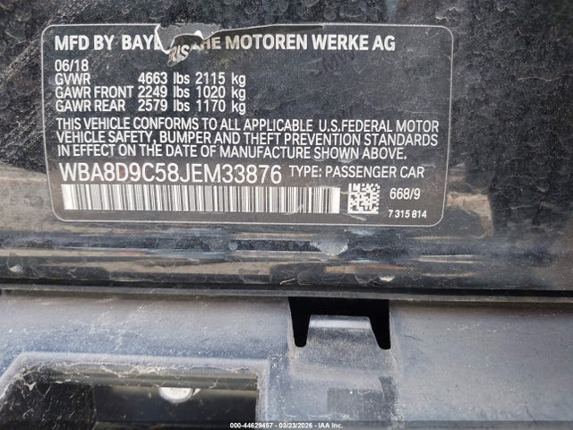 Продаж на аукціоні авто 2018 Bmw 330i Xdrive, vin: WBA8D9C58JEM33876, номер лоту: 44629457