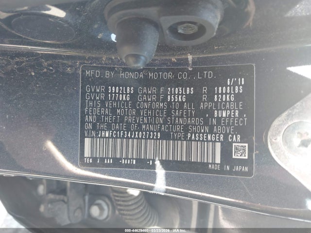 44629460 :رقم المزاد ، JHMFC1F34JX027329 vin ، 2018 Honda Civic Ex-t مزاد بيع