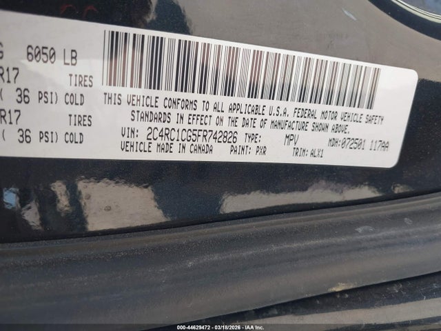 Aukcja sprzedaży 2015 Chrysler Town & Country Touring-l, vin: 2C4RC1CG5FR742826, numer aukcji: 44629472
