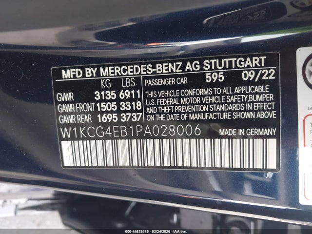 Aukcja sprzedaży 2023 Mercedes-benz Eqs 580 4matic, vin: W1KCG4EB1PA028006, numer aukcji: 44629485