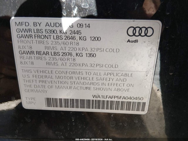 2015 AUDI Q5 WA1LFAFP5FA040450 Photo 8