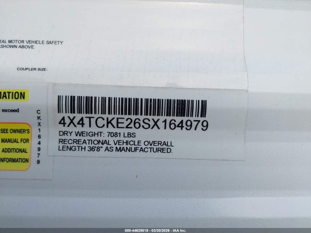 44629519 :رقم المزاد ، 4X4TCKE26SX164979 vin ، 2025 Forest River Other مزاد بيع