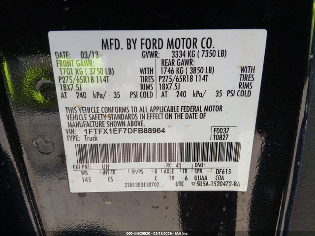 Aukcja sprzedaży 2013 Ford F-150 Stx, vin: 1FTFX1EF7DFB88964, numer aukcji: 44629530