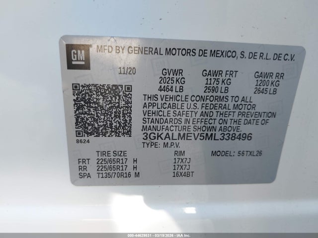 44629531 :رقم المزاد ، 3GKALMEV5ML338496 vin ، 2021 Gmc Terrain Fwd Sle مزاد بيع