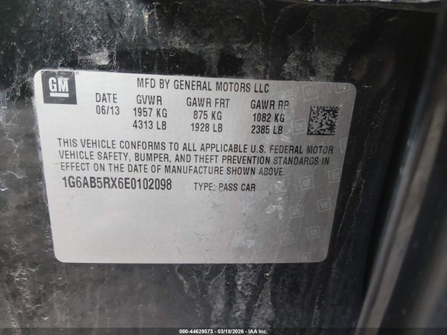 44629573 :رقم المزاد ، 1G6AB5RX6E0102098 vin ، 2014 Cadillac Ats Luxury مزاد بيع