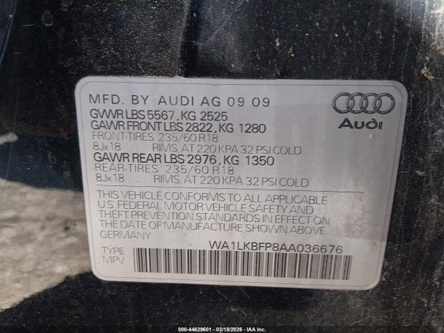 2010 AUDI Q5 WA1LKBFP8AA036676 Photo 8