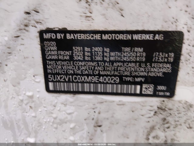 Aukcja sprzedaży 2021 Bmw X4 Xdrive30i, vin: 5UX2V1C0XM9E40029, numer aukcji: 44629614