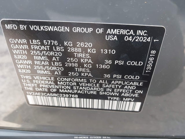 2024 VOLKSWAGEN ATLAS CROSS SPORT 1V2AE2CA5RC239768 Photo 8