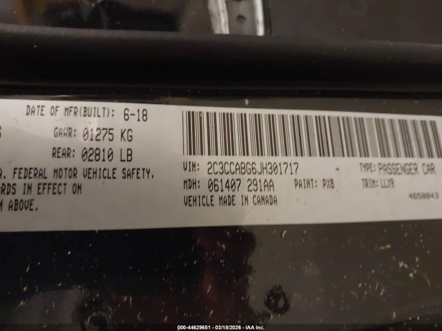 Aukcja sprzedaży 2018 Chrysler 300 300s, vin: 2C3CCABG6JH301717, numer aukcji: 44629651