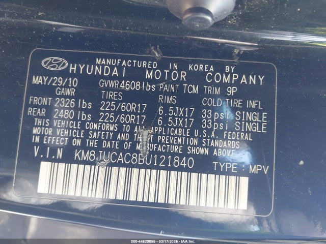 2011 HYUNDAI TUCSON KM8JUCAC8BU121840 Photo 8