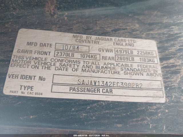 1985 JAGUAR XJ6 SAJAV1342FC398282 Photo 8