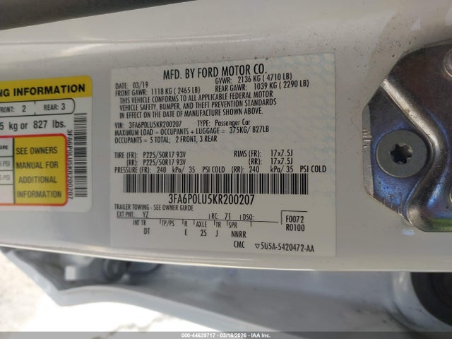 Ford Fusion Hybrid Se 2019 3FA6P0LU5KR200207 Image 9