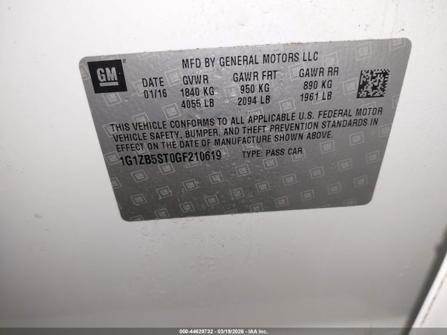 1G1ZB5ST0GF210619 Chevrolet MALIBU LS