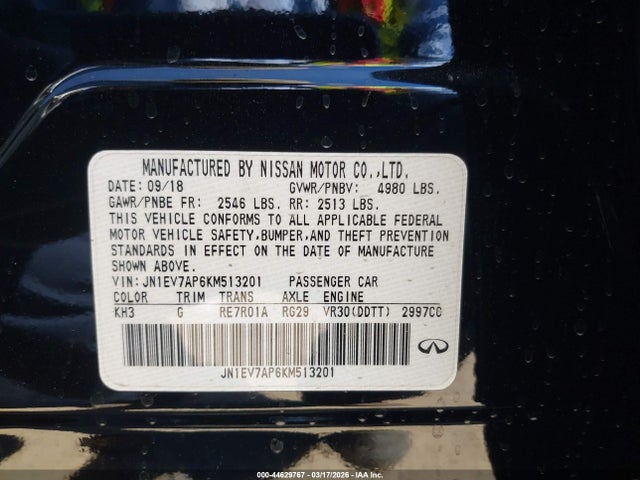 JN1EV7AP6KM513201 Infiniti Q50 3.0t Luxe