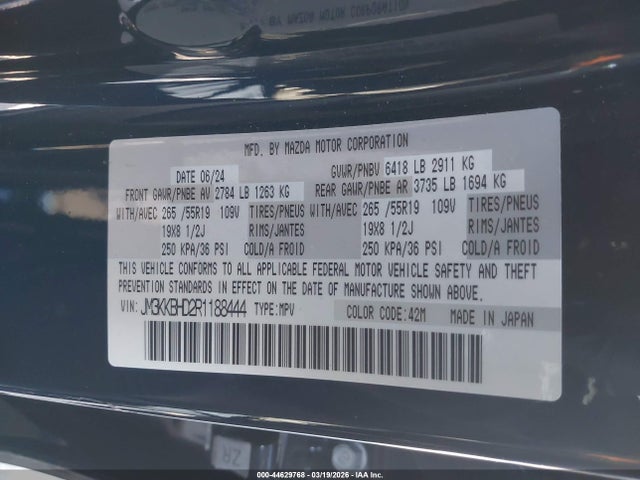 JM3KKBHD2R1188444 Mazda Cx-90 3.3 Turbo Preferred