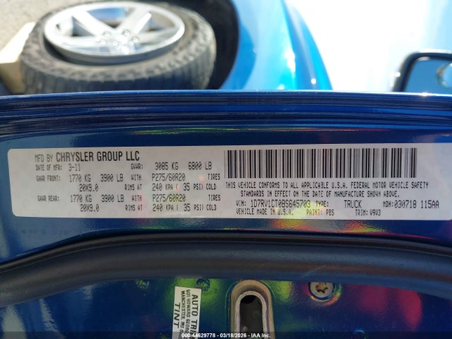 Продаж на аукціоні авто 2011 Ram Ram 1500 Slt, vin: 1D7RV1CT0BS645703, номер лоту: 44629778