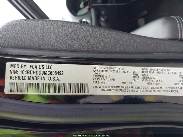 2021 DODGE DURANGO 1C4RDHDG9MC608492 Photo 8