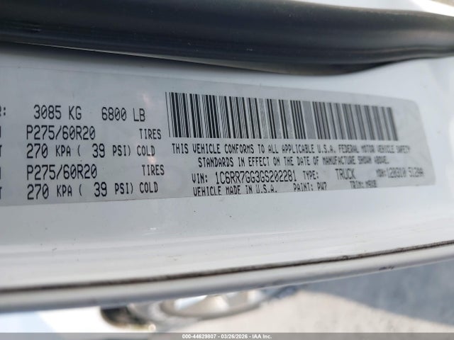 Продажа на аукционе авто 2016 Ram 1500 Big Horn, vin: 1C6RR7GG3GS202281, номер лота: 44629807