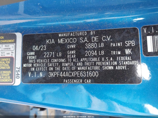 Продаж на аукціоні авто 2023 Kia Forte Gt Manual, vin: 3KPF44ACXPE631600, номер лоту: 44629819
