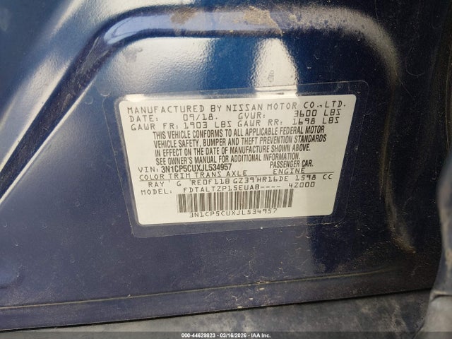 Продаж на аукціоні авто 2018 Nissan Kicks Sr, vin: 3N1CP5CUXJL534957, номер лоту: 44629823