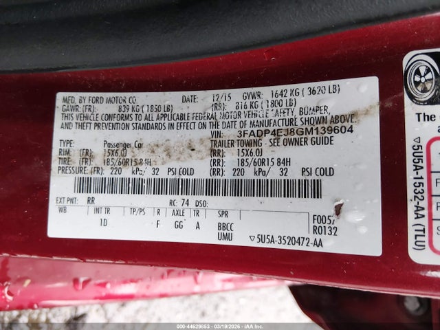 2016 FORD FIESTA 3FADP4EJ8GM139604 Photo 8