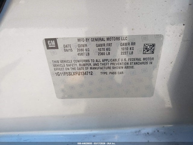 1G11F5SLXFU134712 Chevrolet Malibu 1lz