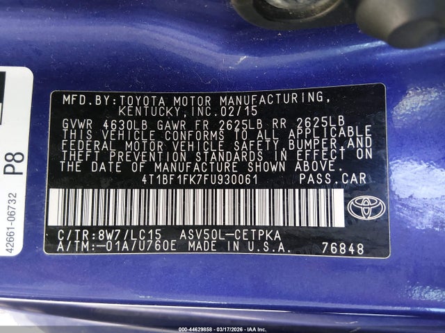 4T1BF1FK7FU930061 Toyota CAMRY XSE