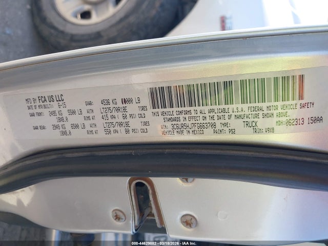 44629882 :رقم المزاد ، 3C6UR5HJ7FG663708 vin ، 2015 Ram 2500 Tradesman مزاد بيع