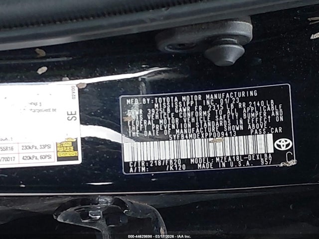 Aukcja sprzedaży 2023 Toyota Corolla Le, vin: 5YFB4MDEXPP009413, numer aukcji: 44629898